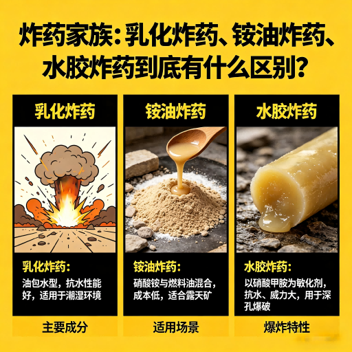 靖州炸药家族：乳化炸药、铵油炸药、水胶炸药到底有什么区别？